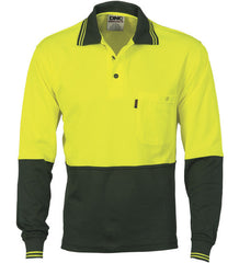 DNC HiVis Cotton Backed Cool-Breeze Contrast Long Sleeve Polo