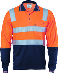 Cotton Back HiVis Two Tone Long Sleeve Polo