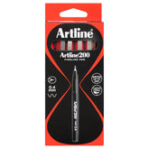 Artline 200 Fineliner Pen 0.4 mm – Red (Box of 12)