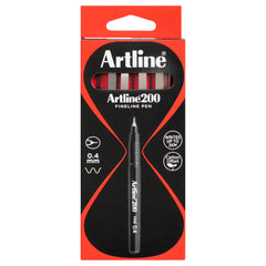 Artline 200 Fineliner Pen 0.4 mm – Red (Box of 12)