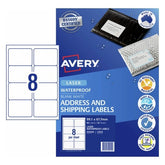 Avery Waterproof Laser Shipping Labels – 99.1 x 67.7mm, Permanent, 80 Labels (10 Sheets)