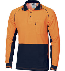 DNC HiVis Cotton Backed Cool-Breeze Contrast Long Sleeve Polo