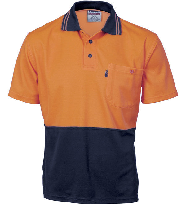 DNC Cotton Back HiVis Two Tone Short Sleeve Fluoro Polo