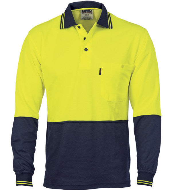 DNC HiVis Cotton Backed Cool-Breeze Contrast Long Sleeve Polo