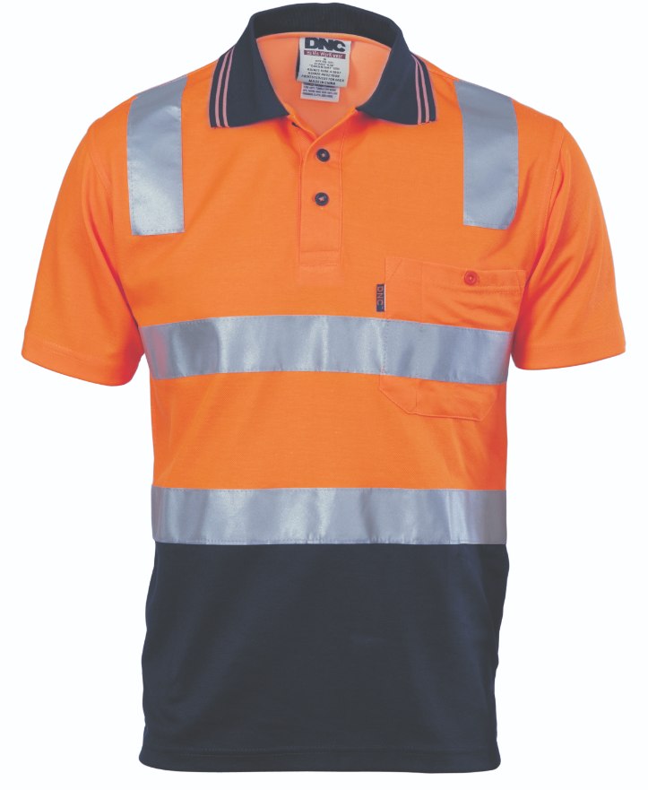 Cotton Back HiVis Two Tone Short Sleeve Polo