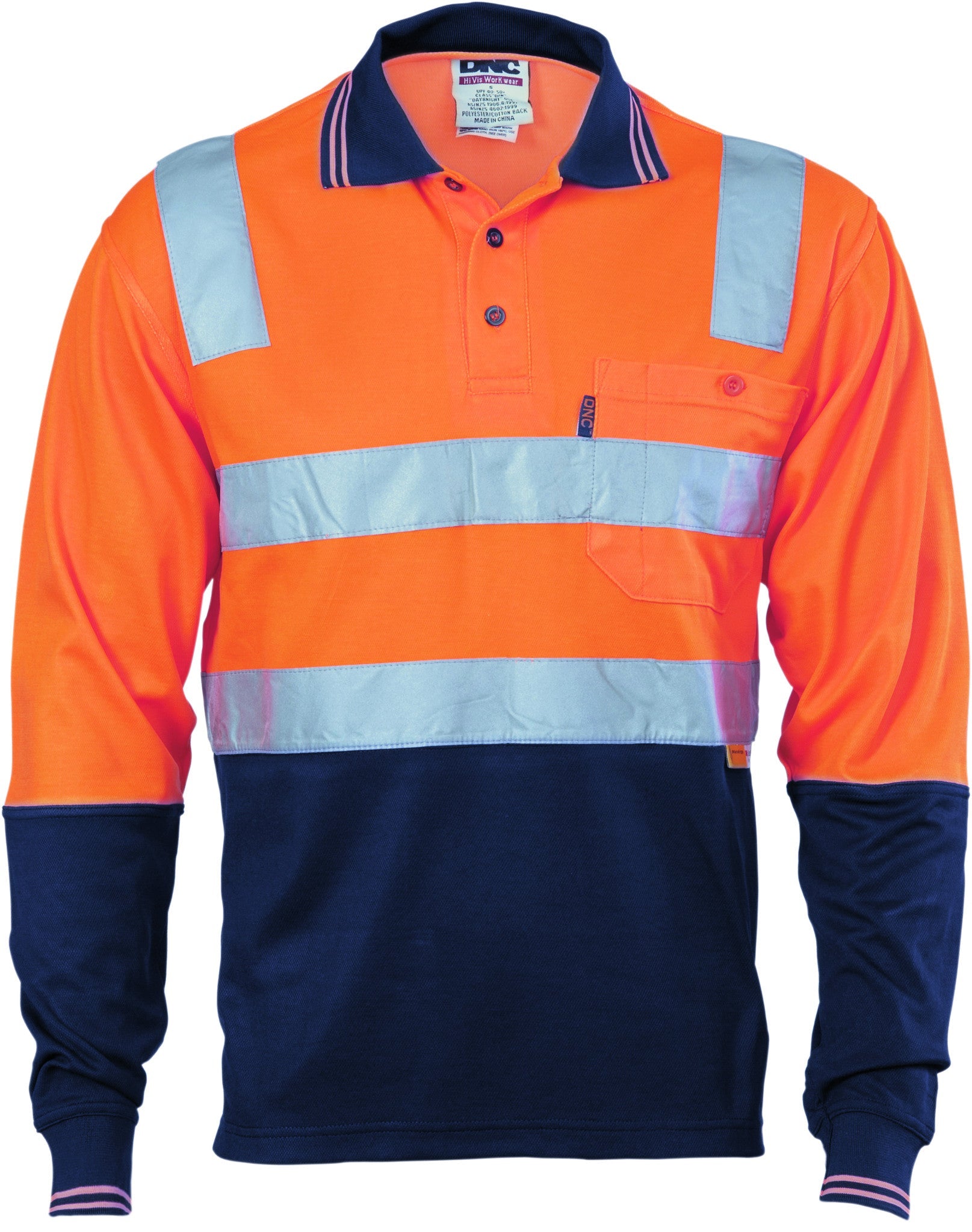 Cotton Back HiVis Two Tone Long Sleeve Polo
