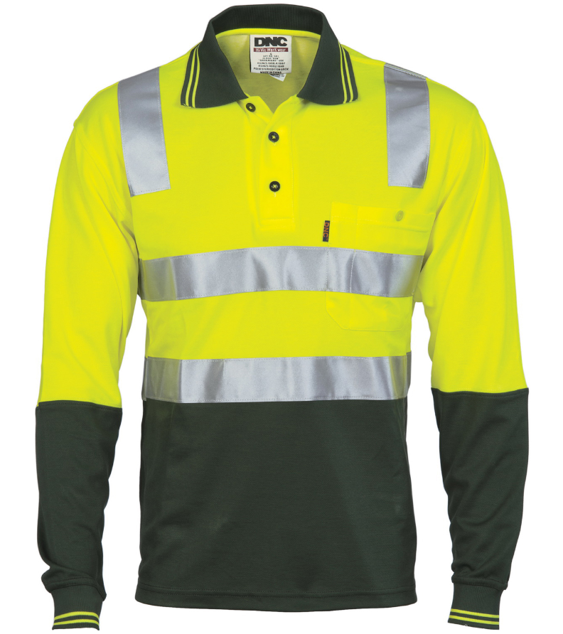 Cotton Back HiVis Two Tone Long Sleeve Polo