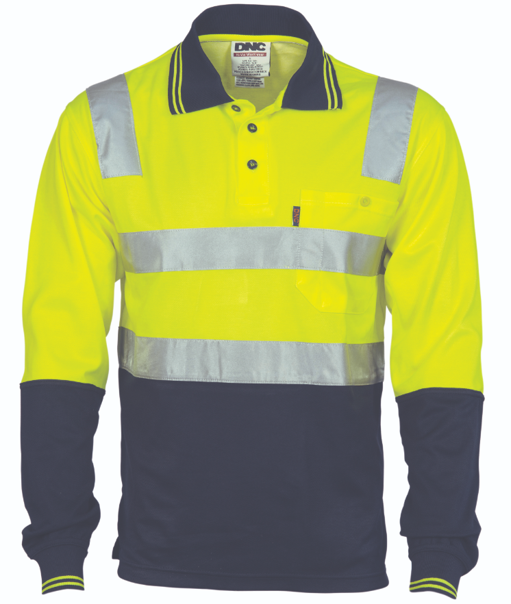 Cotton Back HiVis Two Tone Long Sleeve Polo