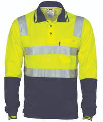 Cotton Back HiVis Two Tone Long Sleeve Polo