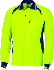 Cool-Breeze Contrast Long Sleeve Mesh Polo