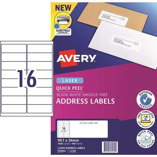 Avery Laser Address Labels 99.1 x 34mm
