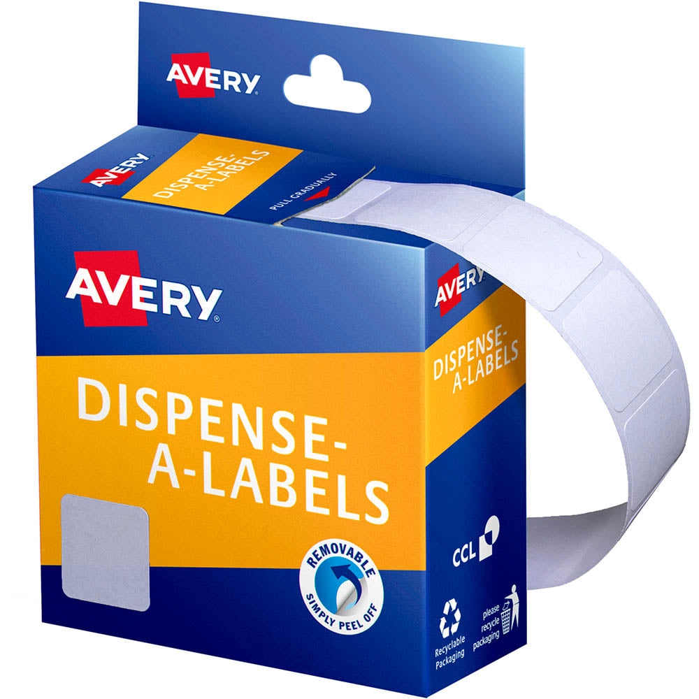 Avery Label Dispenser – Rectangle 19 x 19mm, White