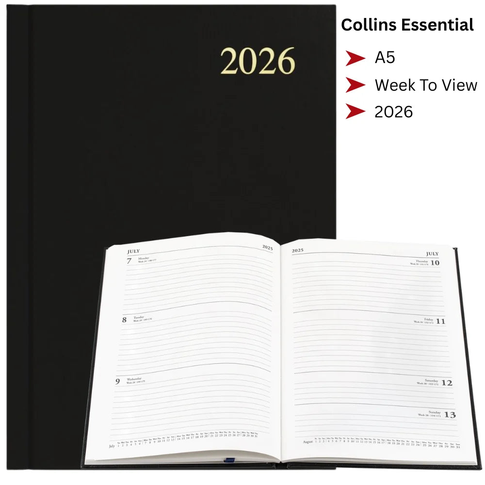 2026 Collins Essential A5 Diary – Week to View (Black)