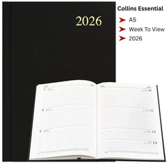 2026 Collins Essential A5 Diary – Week to View (Black)