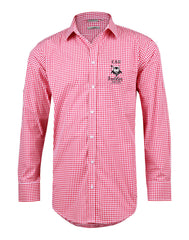 CSU Reddies Men's Gingham Check Long Sleeve Shirt with Roll-up Tab Sleeve