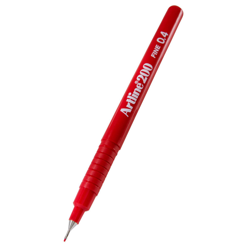 Artline 200 Fineliner Pen 0.4 mm – Red (Box of 12)